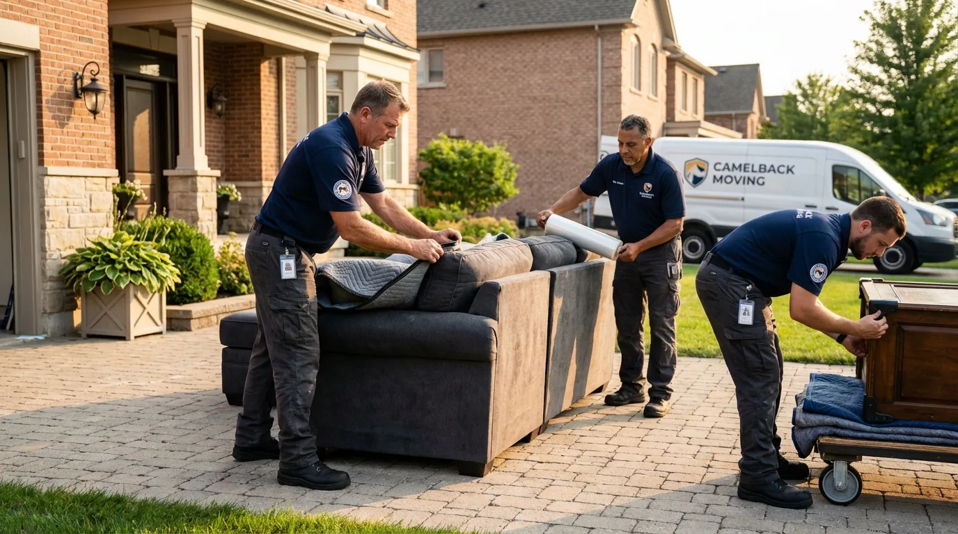 Large estate moving crew wrapping furniture in Peach Springs, AZ